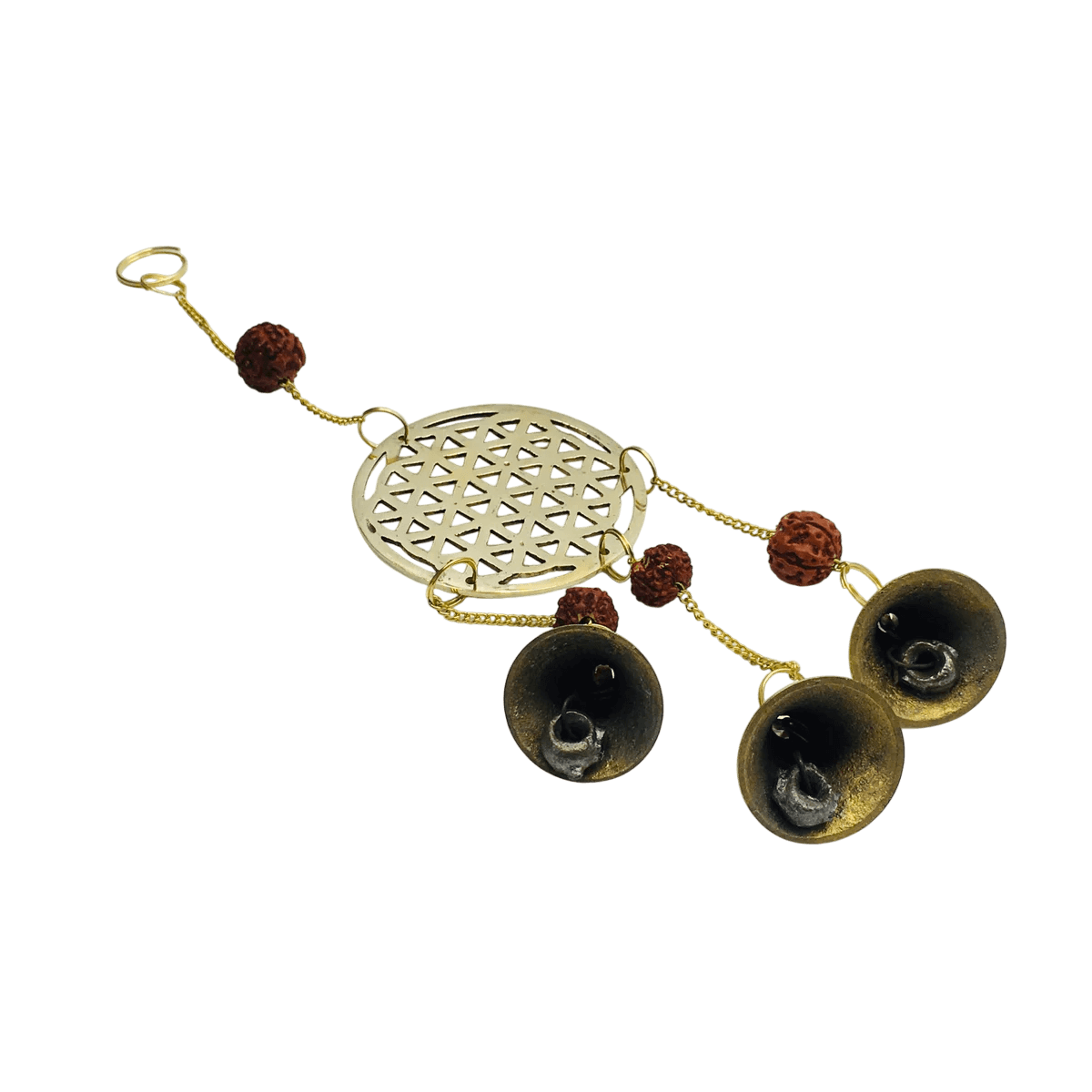 BRASS & BEADS WIND CHIME FLOWER OF LIFE DESIGN (POLISH)